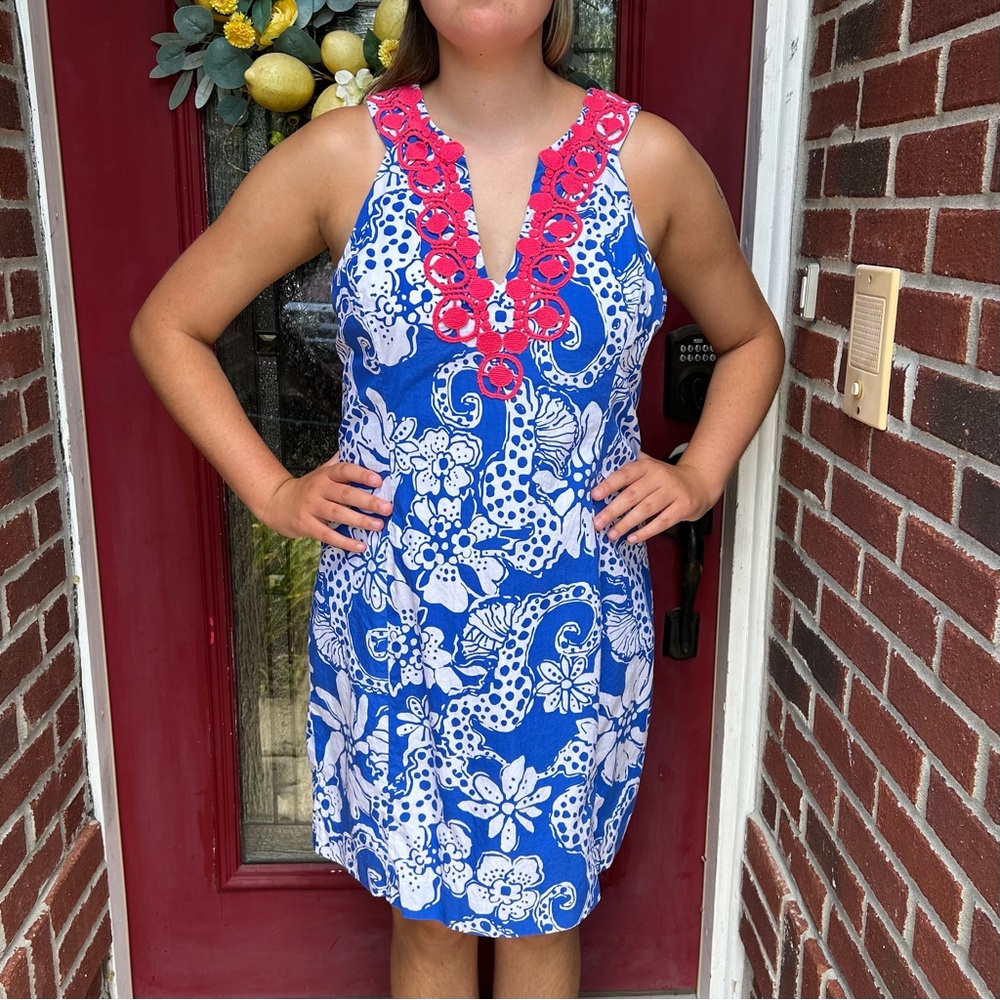 Lilly Pulitzer Seahorse Print Cotton Dress, Size 14.